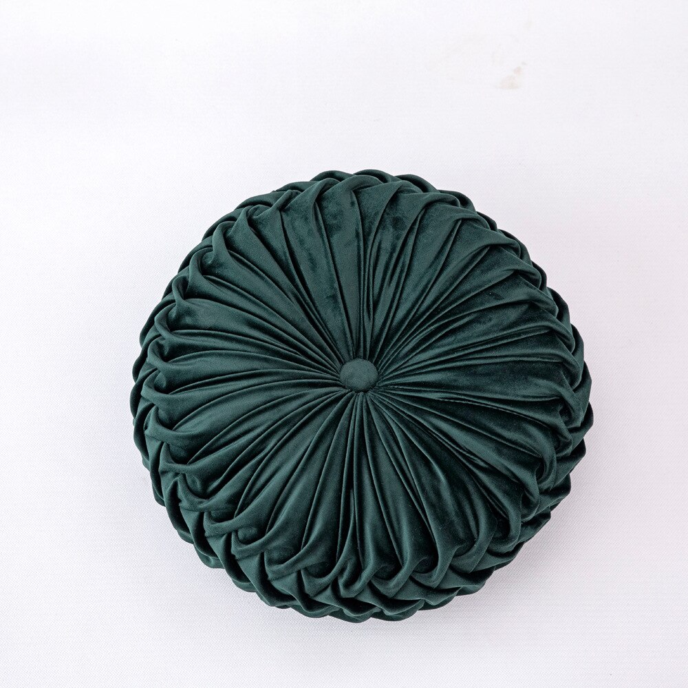 Cojín redondo de terciopelo de 35cm para sofá, almohada rellena, puf futón en el suelo