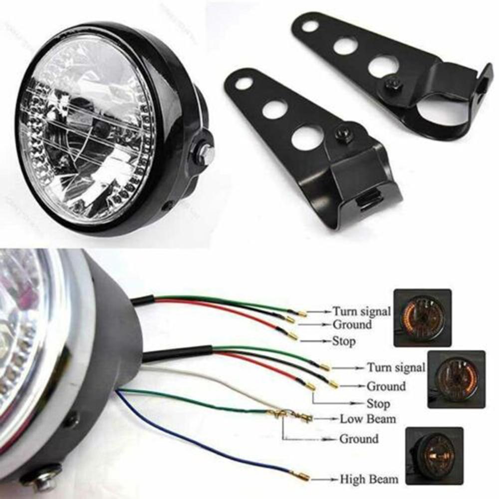 Motorcycle Modified Retro Headlights 7 Inch Angel Ring Headlights for Harley Far Near Light Steering Function Headlights