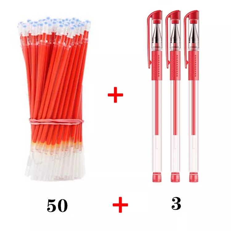 50 units / batch 0.5mm blue gel pens, gel pens and rechargeable stationery, office and school supplies, pencil boxes: Red 53 piece set