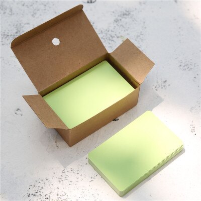 100 Sheets/Box Paper Message Card Blank Handwritten Memo Notecards Greeting Blessing Thank You Postcard Kids Toy Collection: green