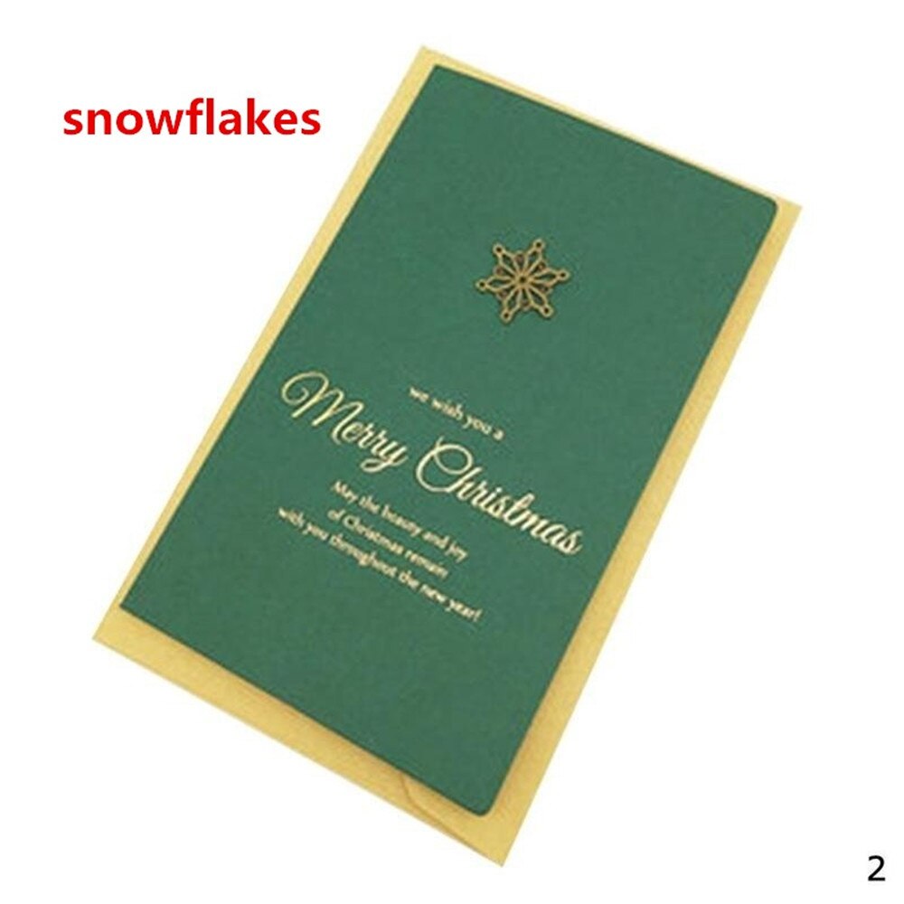 Gold Embossed chrismas Card Greeting cards Merry xmas Party Invitations Letter Greeting Cards with Envelope Stickers: Snowflakes