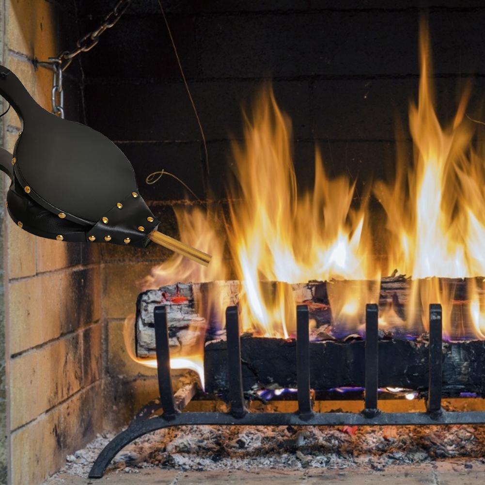 Öppen spis bälg knapp trä luft fläkt manuell öppen spis verktyg tillbehör för camping grill grill skorsten kamin eld ljus