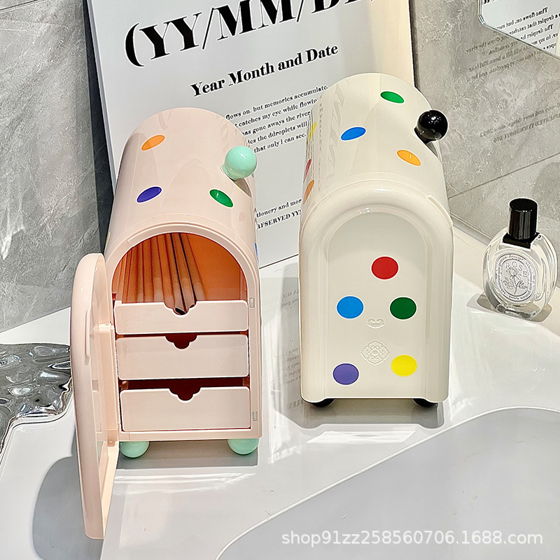 Studentenslaapzaal Desktop Polka Dot Opbergdoos Kaptafel Lippenstift Sieraden Puin Sorteerdoos Lade Cosmetische Opbergdoos
