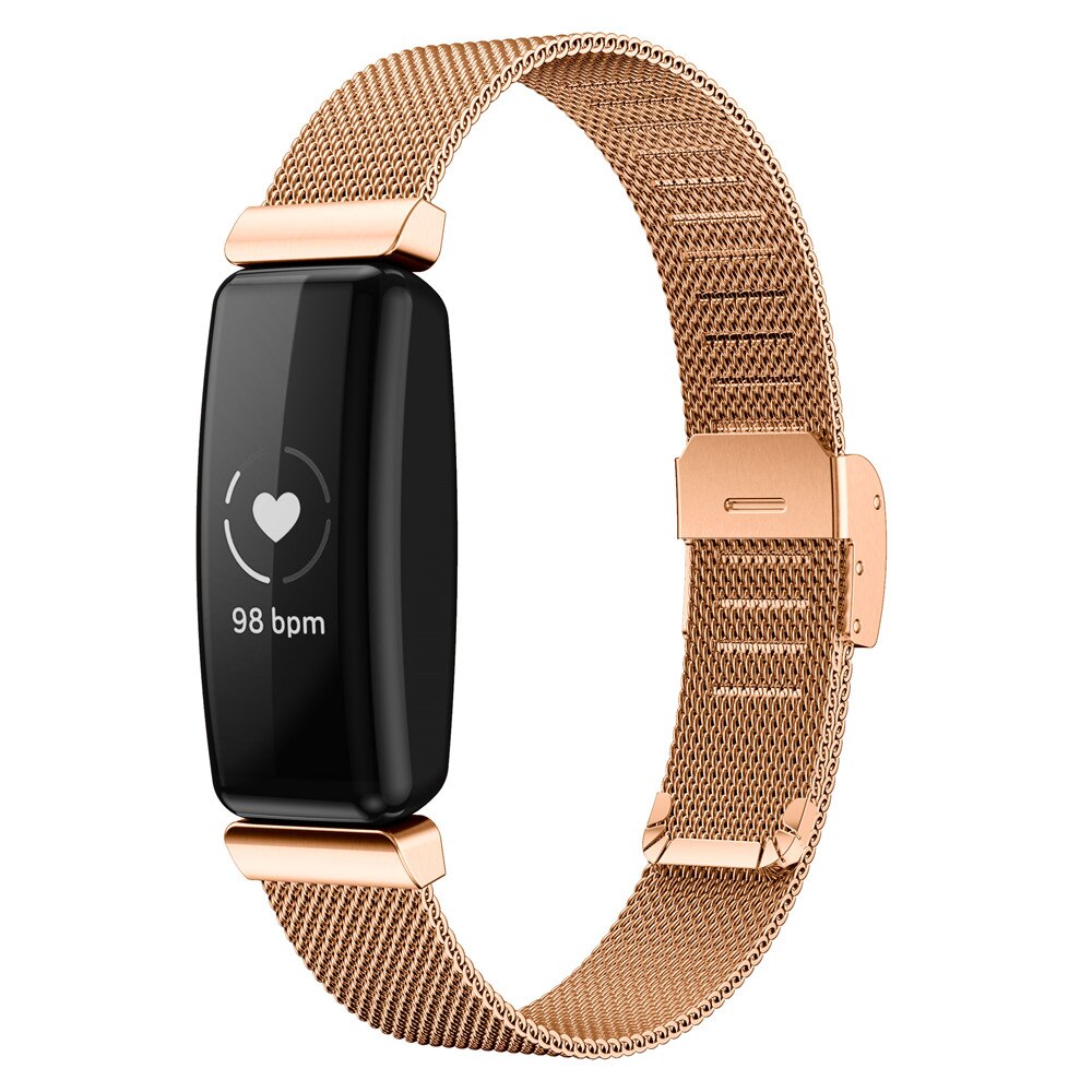 Wristband Strap For Fitbit Inspire 2 Smartwatch Stainless Steel Mesh Band Replacement Strap with buckle Bracelet Accessories: Rose gold