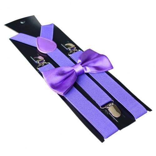 Bretelles robustes pour hommes, noir, 17 couleurs, 3 pinces solides, pantalon élastique réglable, bretelles, travail, fête: Purple