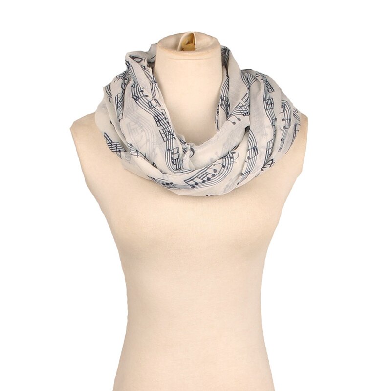 Music Note Print Zachte Ring Sjaal Mode Vrouwen Katoen Nek Wrap Sjaal Stola Halsdoek Lente Herfst Infinity Sjaals voor Vrouwen: 2