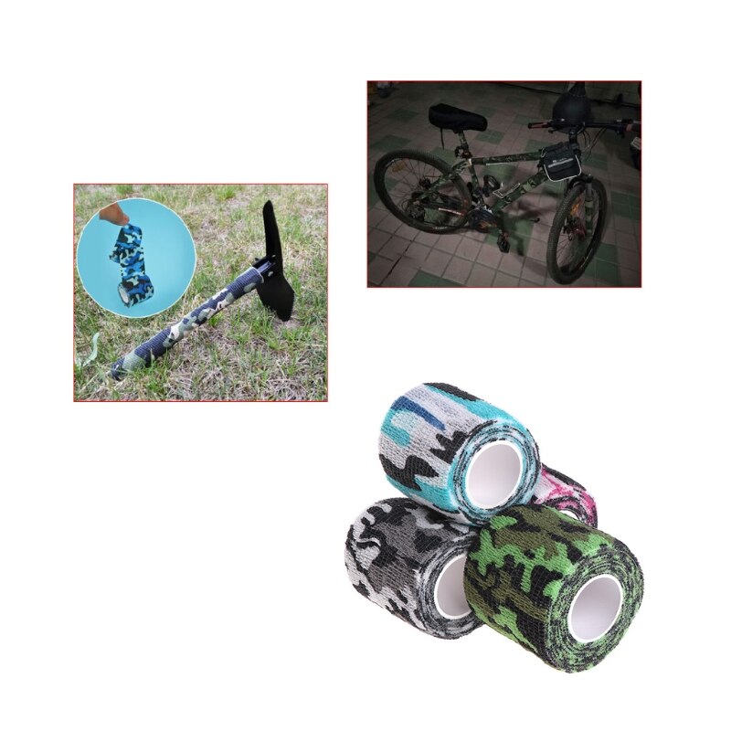 Multifunction camuflagem fita adesivo rolo envoltório rolagem exterior guise elasticidade bandagem 4 tipo