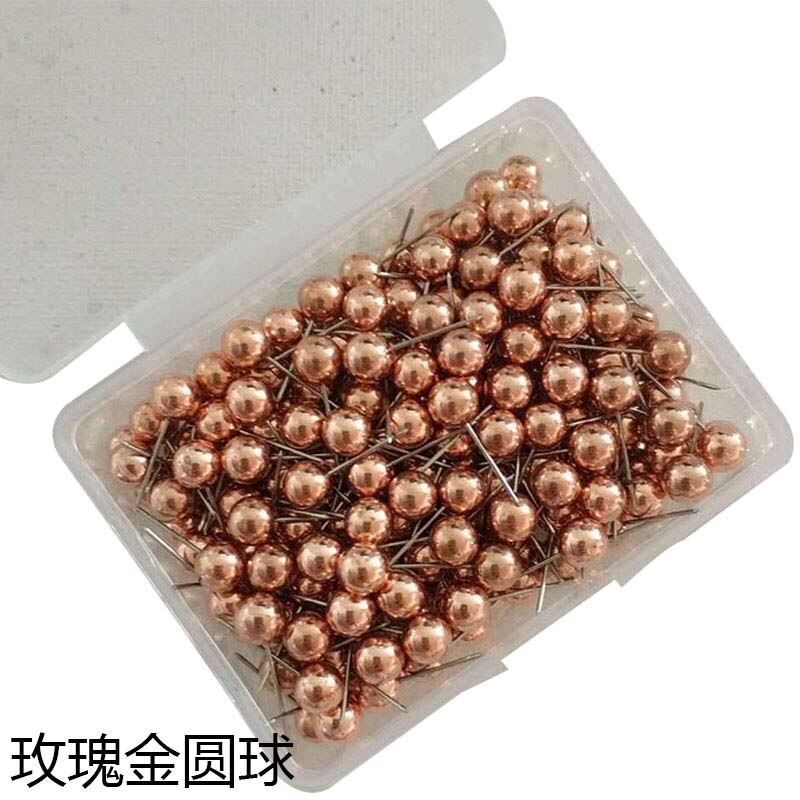100/200 pièces tête de boule broches punaises multicolore broche à coudre pratique couture décoration épingles bricolage artisanat ornement couture outil: RoseGold-Round / 200pcs