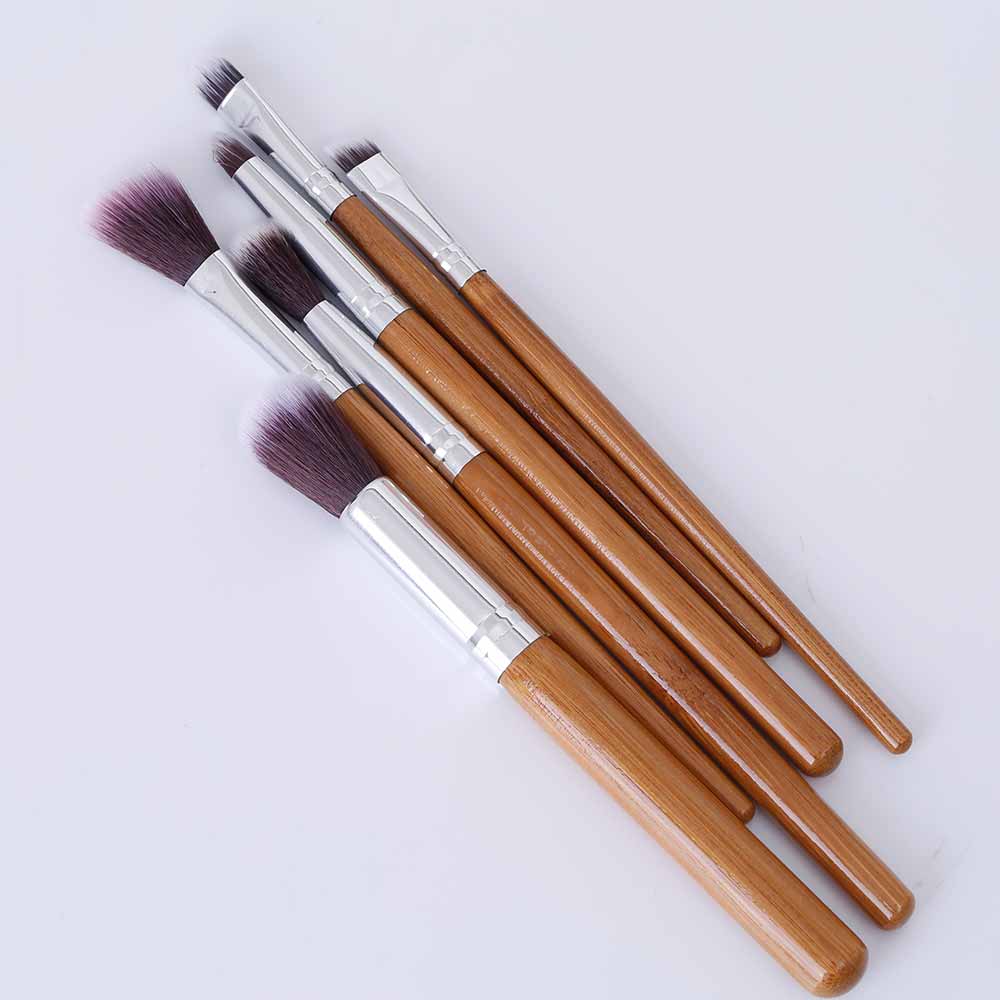 SAIANTTH 6pcs nature bamboo makeup brushes set foundation eyeshadow eyeliner lip cosmetic kit eyes pincel maquiagem