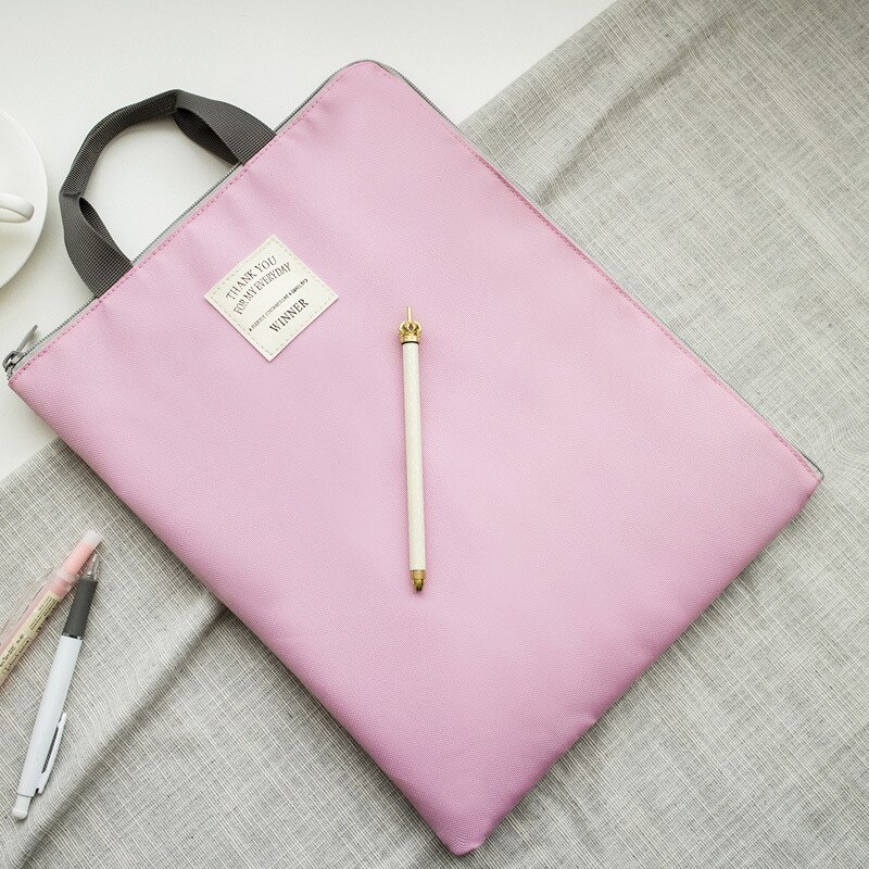 Organizador de documentos A4, maletín de nailon impermeable para hombre y mujer, bolso de oficina funcional, porta documentos, Maletín de negocios: Light Pink