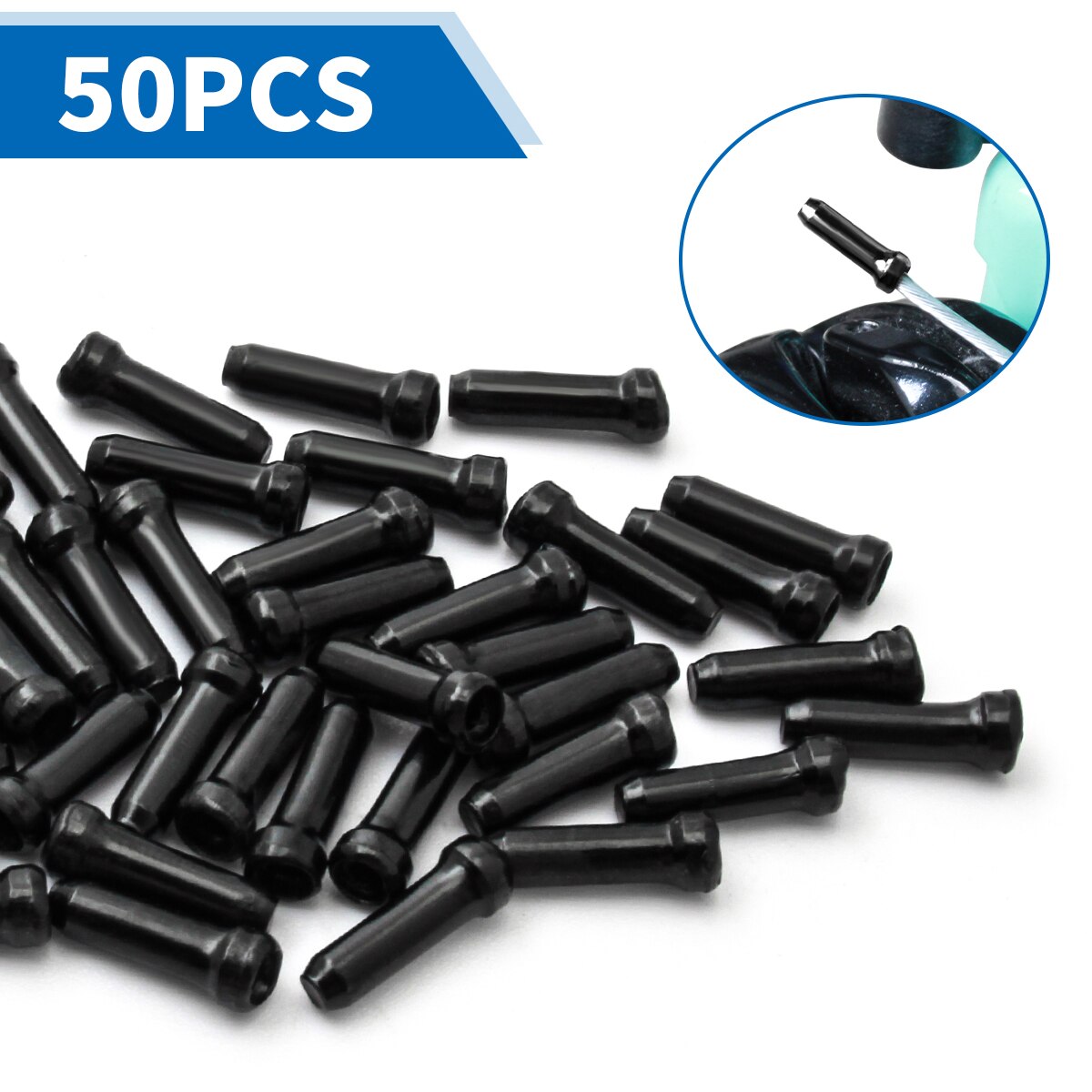 MUQZI 50PCS Bike Cable End Cap Tips Crimp Brake Shift Wire Cables End Caps Mountain Road Bicycle Accessories