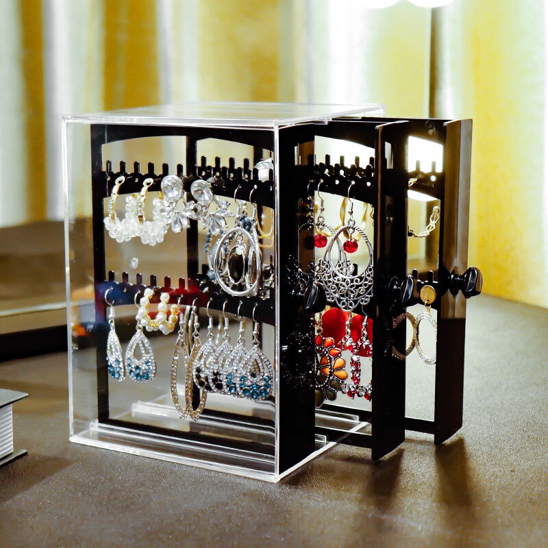 Boîte de rangement pour boucles d'oreilles, multifonction, présentoir Transparent pour bijoux colliers, maison, bijoux, anti-poussière