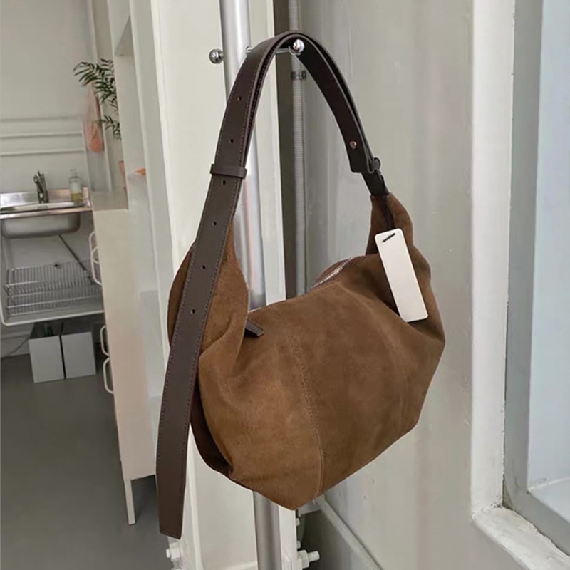 Casual Large Capacity Matte Hobos Bag Women's Shoulder Bags Big Crossbody Bags for Women Tote Women Handbag: Brown