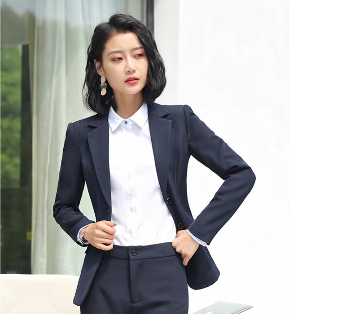 Women Work Office Dresses Formal Ladies With Two button