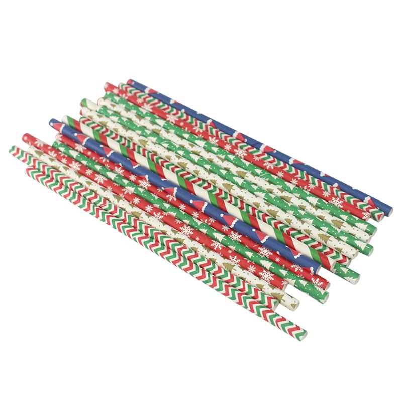 Kerst wegwerp papieren rietjes festival rietje kerst rietjes feestbenodigdheden festival papieren zuiger patroon willekeurig