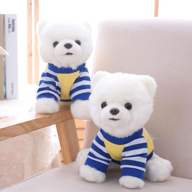 20Cm Leuke Simulatie Poedel Knuffel Realistische Pet Dog Leuke Dier Suffed Pop Witte Jurk Pommeren Puppy Pop Kind 'S