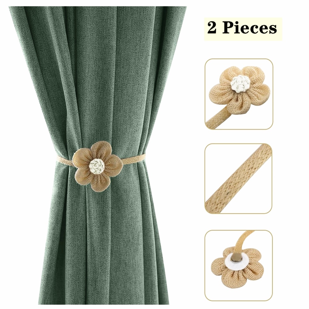 2 Pack Magnetische Gordijn Touw Terugloopsper Zonnebloem Decoratieve Gebreide Koord Gordijnen Tieback Accessoires