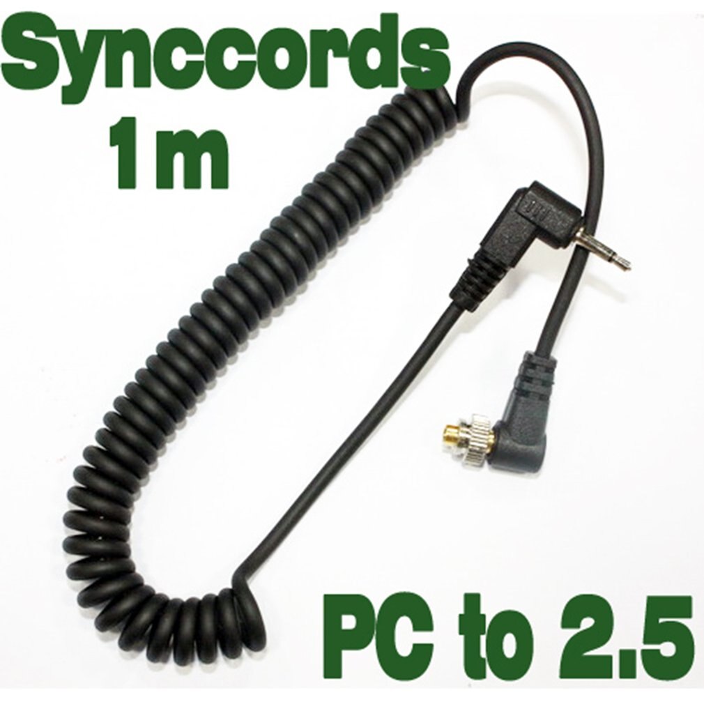 1m Camera Flashes Accessories 3.5mm/2.5mm/6.35mm to Male PC Flash Sync Cable Screw Lock for Trigger Studio Light: 2.5mm  to PC Sync
