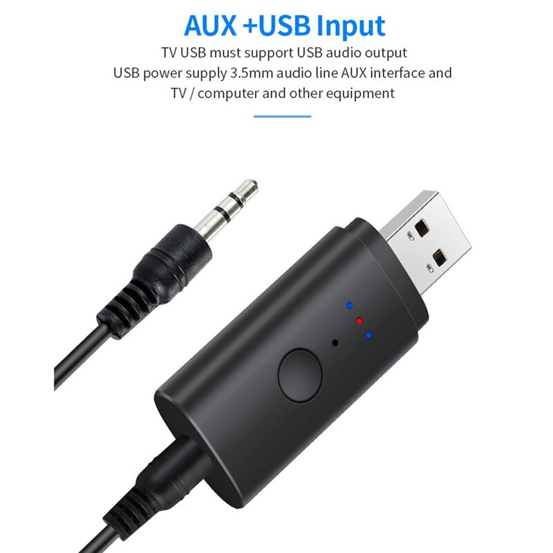 Bluetooth Adapter USB Bluetooth 5.2 Transmitter One For Two Free Drive USB/AUX Dual Output