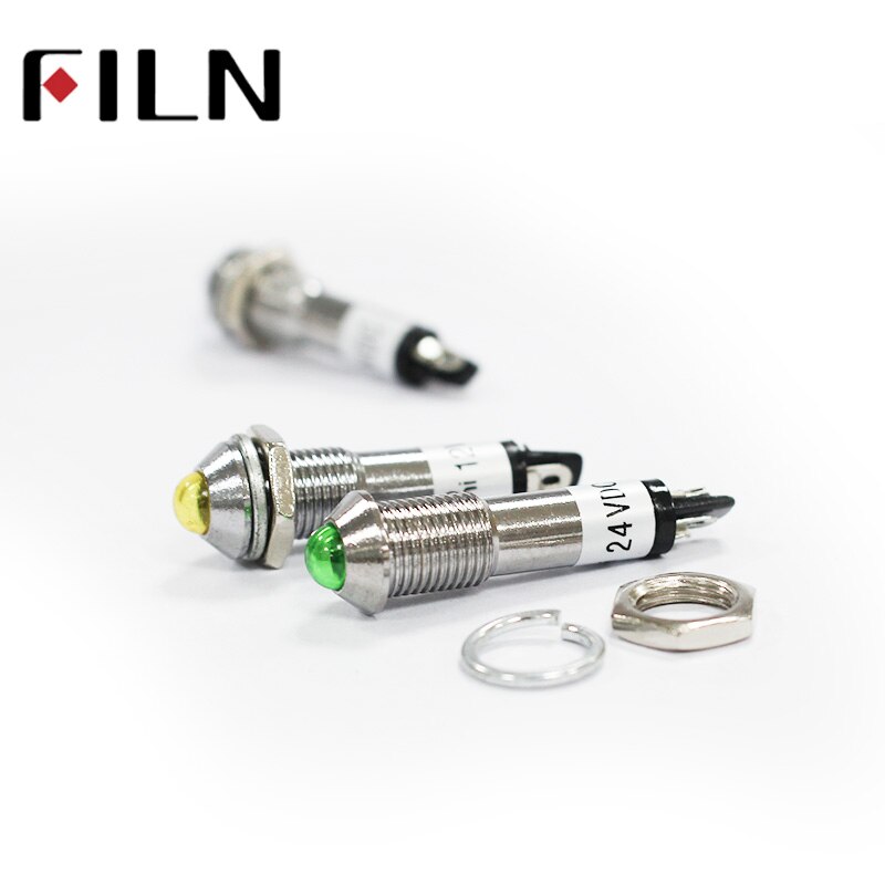 filn 8mm hole 12v 24v 220v mini LED pilot light lamp