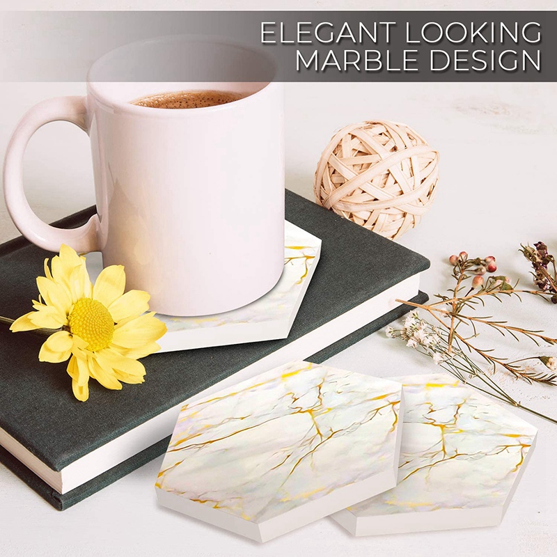 8 PC Coasters for Drinks Absorbent with Holder Marble Ceramic Coaster Set Super Absorbent and Cold Drink