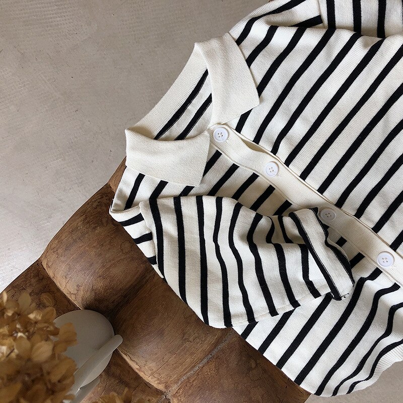 Lente Herfst Dunne Gestreepte Gebreide Truien Losse Single-Breasted Lange Mouwen Vest 1-6Y