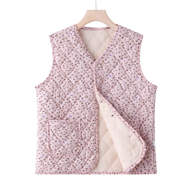 Frauen Blumen- Herbst Winter Weste Plus Größe Weste Landschaft Stil Gedruckt Spitzen Ältere frauen lässig Ärmellose Jacke