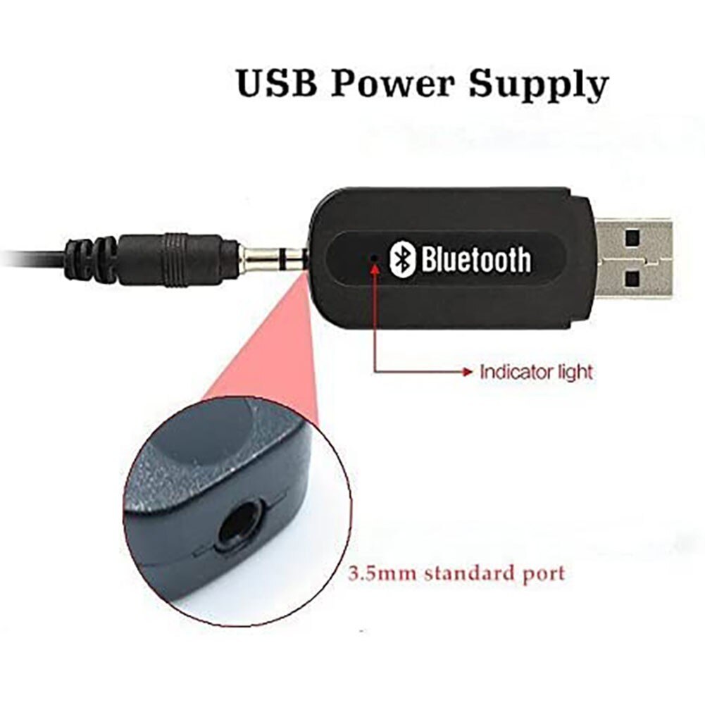 1 * adattatore USB Bluetooth per auto trasmettitore adattatore Audio AUX a USB senza fili Bluetooth Audio stereo ricevitore musicale automatico