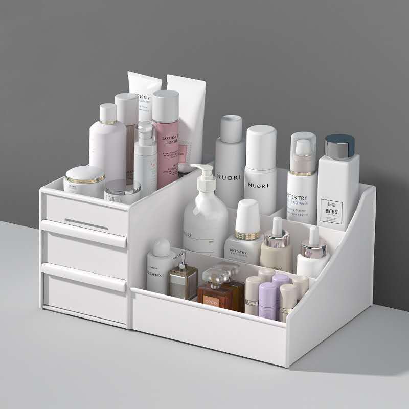 Organizador de maquillaje con cajones, almacenamiento organizador, tocador, almacenamiento en encimera del dormitorio para el cuidado de la piel, cosméticos, herramientas para cepillos de pestañas: Naranja