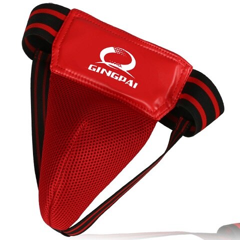 Bom quali adulto masculino mma virilha protetores tkd karate boxe virilha guarda protetor pontapé apoio virilha frete grátis quente: Logo printed Red