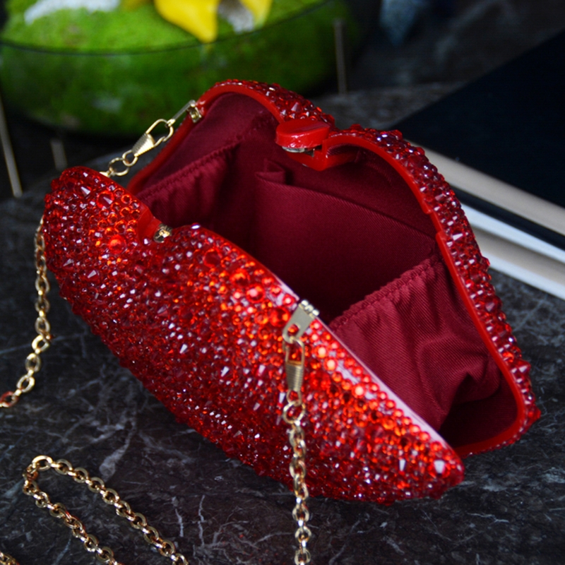 Damen-dinnertasche mit roten lippen, umhängetasche, bankett-schultertasche mit kette für damen