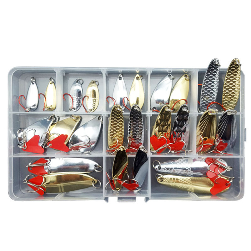 25/35pcs Metal Spoon Sequins Spinner Bait Wobbler Ocean Fishing Lure Iron Artificial Spinning Fishing Lures Crankbait Tackle: 25pcs