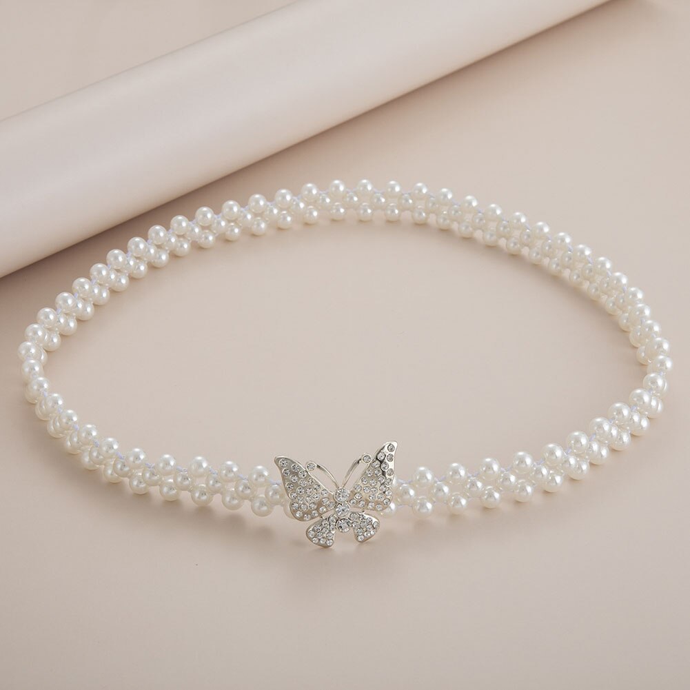 Elegante Parel Taille Ketting Vrouwen Jurk Vlinder Hanger Streetwear Metalen Koreaanse Broek Tailleband Riem Ketting Kleding Accessoires