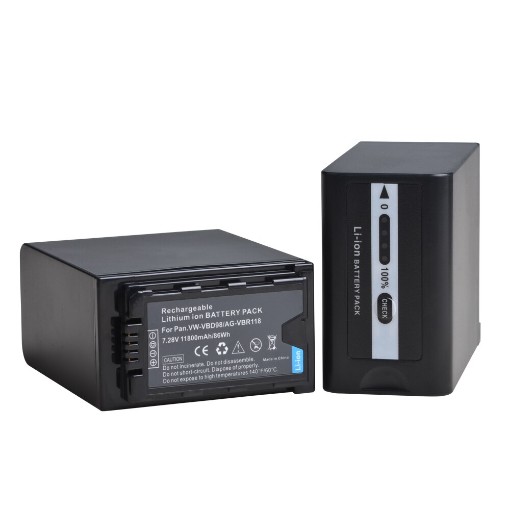 1pc vw-vbd 98 batteri med ledede strømindikatorer til panasonic aj -px280 px285mc ag-hpx 265mc hpx 260mc px270 px298 mdh 2 fc100 dvx 200