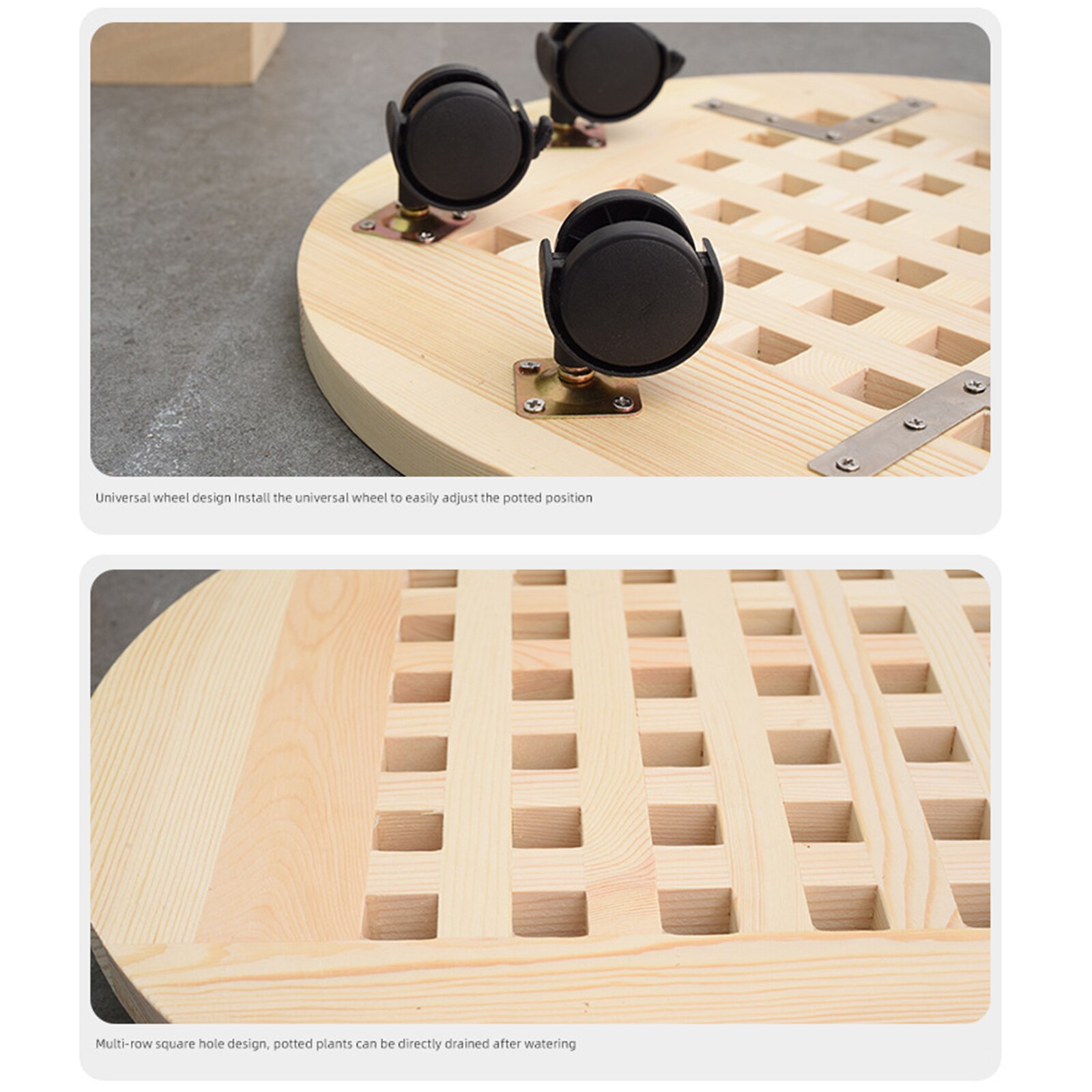 Bandeja giratoria para macetas de flores con rueda de 360 °, carro giratorio de madera para macetas con soporte para plantas con ruedas, porta macetas redondas para flores