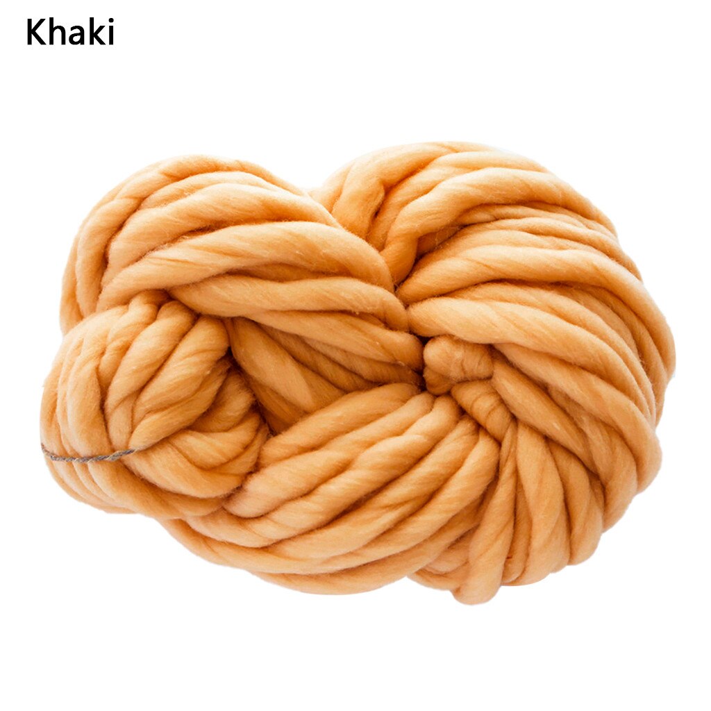 Super volumoso braço tricô lã roving malha cobertor chunky fio de lã super grosso para tricô diy crochê tapete chapéus: Khaki
