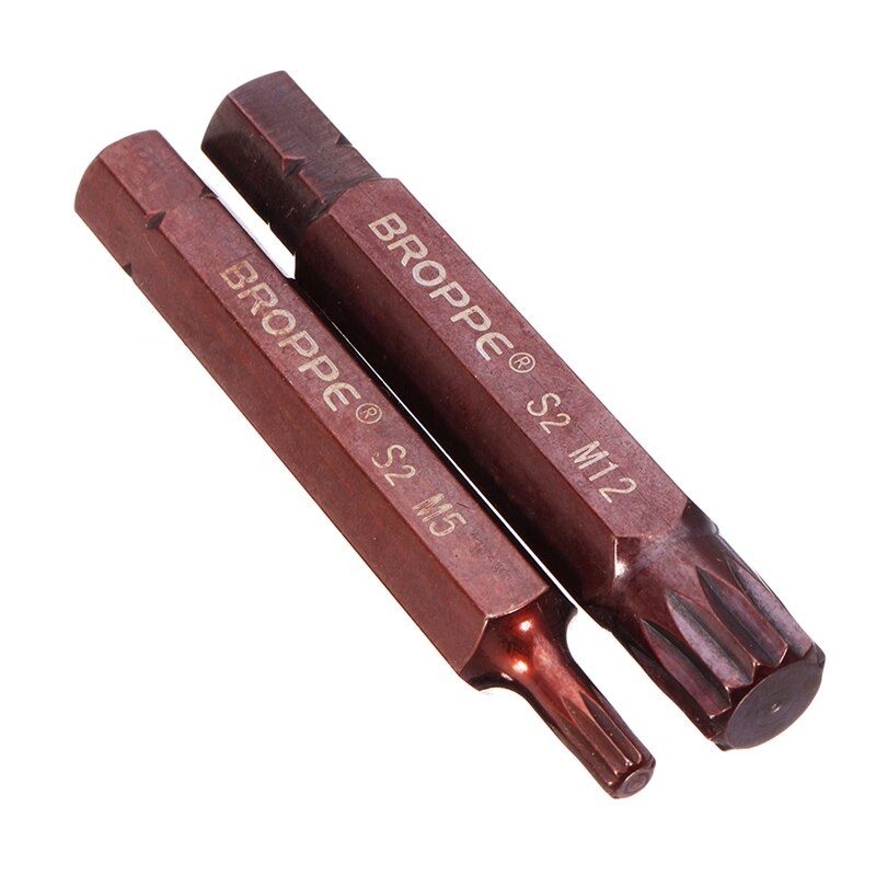 Broppe 5Pcs M5-M12 75mm Magnetic Star Screwdriver Bit S2 Steel 10mm Hex Shank M5/M6/M8/M10/M12