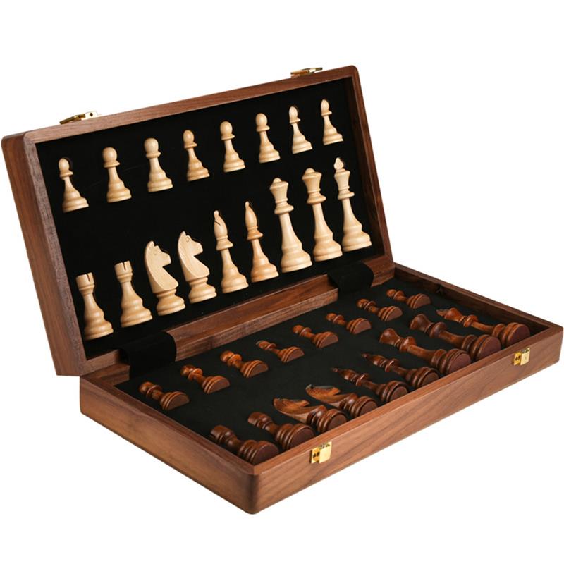 Chess Set Wooden Chess Foldable Chess Board Travel Chess Board Folding Portable Chess Game Wood: Default Title