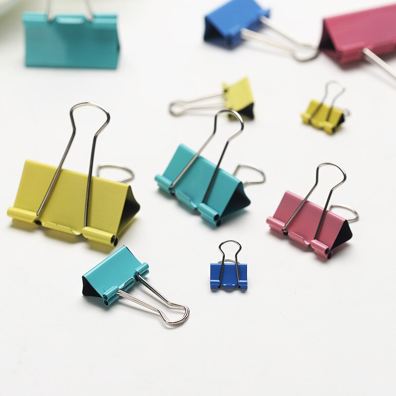 Ezone 20 stk metal binder clips sorte papir clips 15/19mm sorte farverige hjemmekontor bøger fil papir organizer clip mad clips