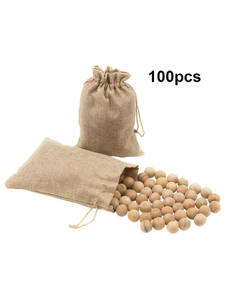 100pcs/set Cedar Wood Moth Balls Natural Cedar Wood Bead Camphor Repellent for Moisture proof Wardrobe Clothes Drawer