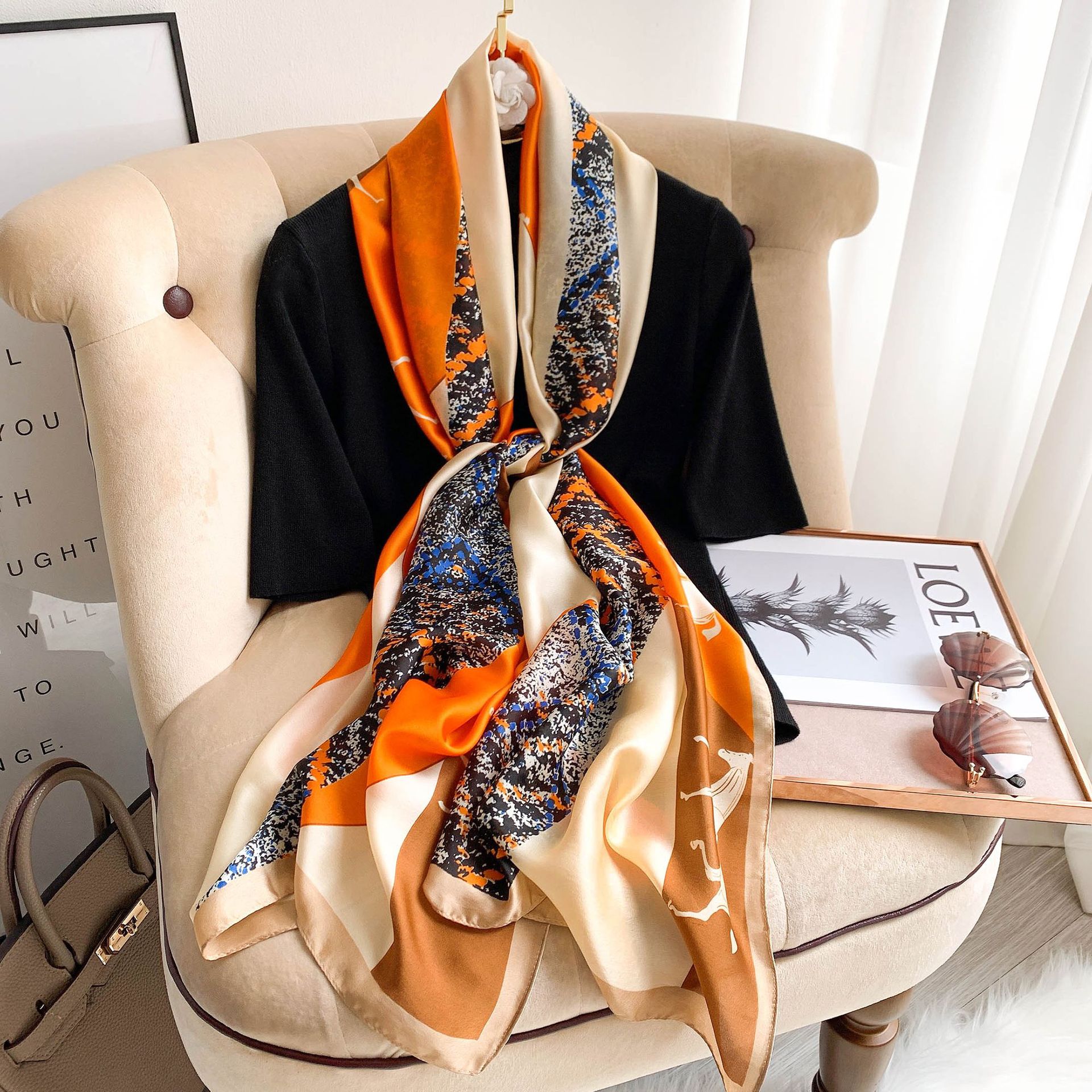Frauen Seide Schals Sommer Sonnenschein Strand Schal Weibliche 60*180cm die Seide wickelt Kopf Hijab Dame Halstuch Weichen Satin- schals Foulard