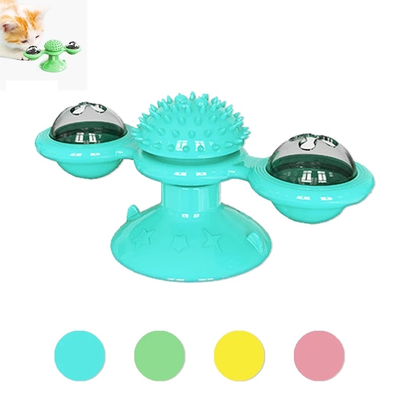 Windmill Cat Toy Interactive Pet Toys for Cats Puzzle Cat Game Toy With Whirligig Turntable for Kitten Brush Teeth Pet Supplies