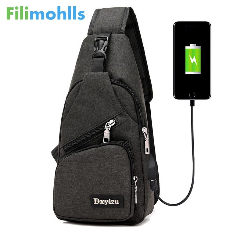 Mannelijke Schoudertassen USB Opladen Crossbody Tassen Mannen Anti Diefstal Borst Bag School Zomer Reis Boodschappers Zak Aankomst s1832