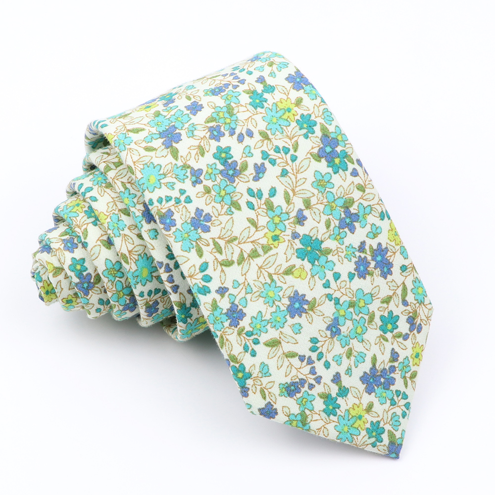 Nueva corbata Floral de algodón para hombres y mujeres, corbata ajustada con estampado para boda, corbatas informales para hombre, trajes clásicos, corbata de flores: GINGER