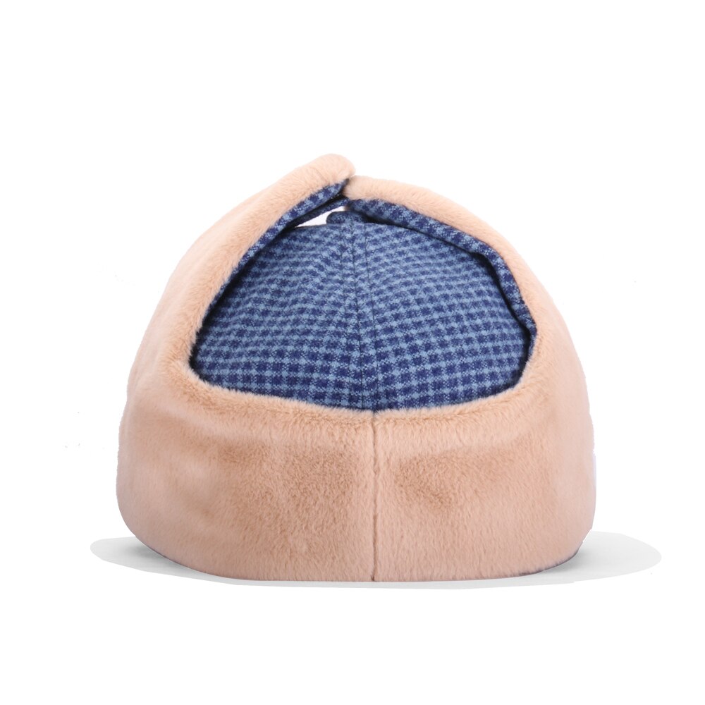 Sombrero de invierno con orejas para mujer, gorra de béisbol femenina, más terciopelo, actividad al aire libre, Retro, a cuadros, accesorios para mujer, lana, HatBQM211