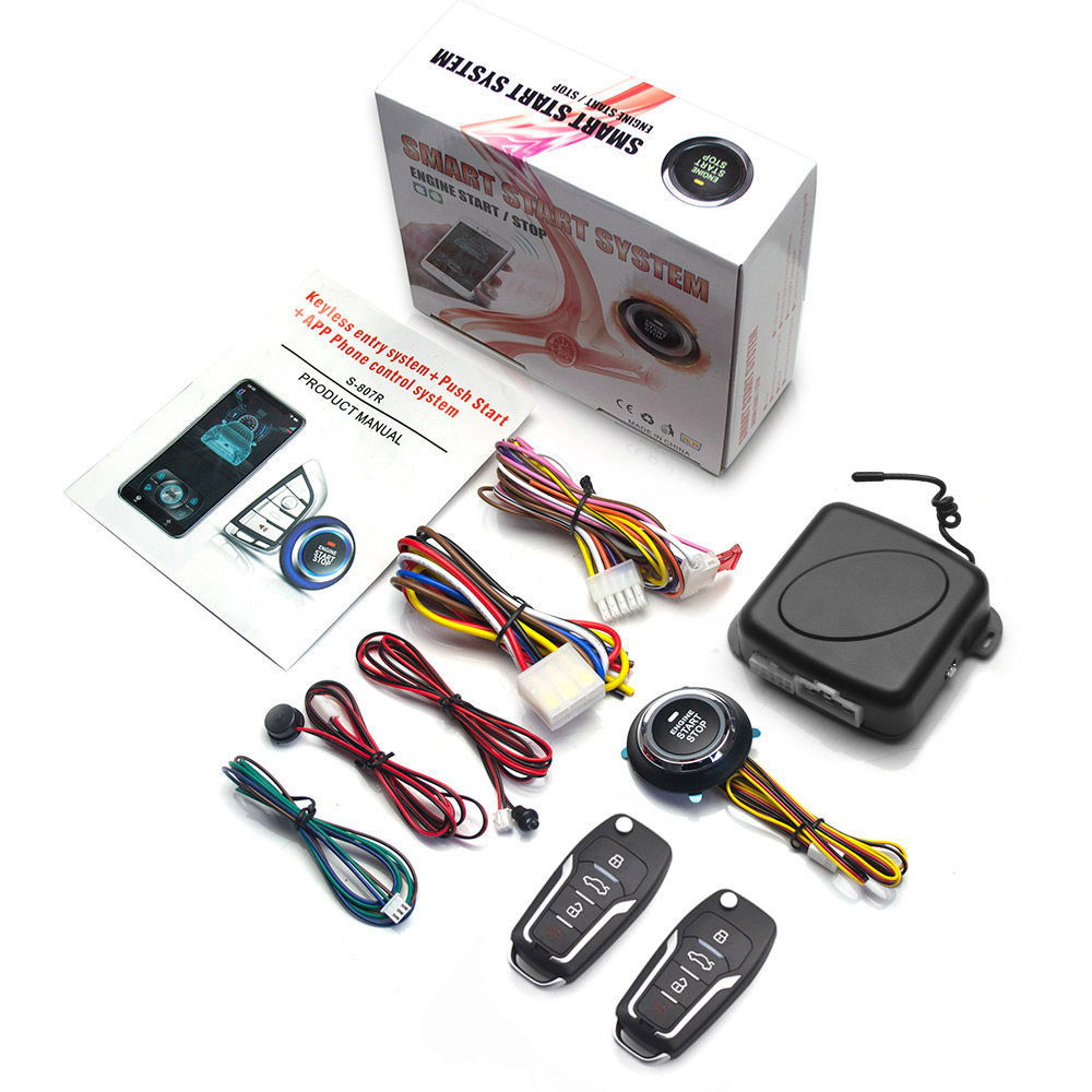 Fernstarter und Autoalarm, intelligente App, Fernstart-Stopp-System für Autos, Motor--Anfang-System mit automatischer Zündknopf: Rosa