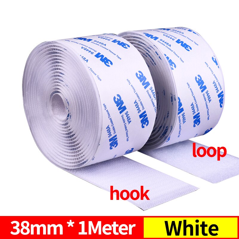 Velcros-adhesivo de nailon con cinta ajustable, gancho y bucle, pegamento fuerte, 20/25/30/50mm, cinta autoadhesiva: 38mm  white