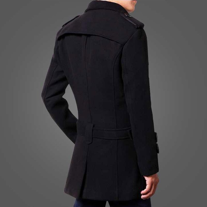 Wolle Männer Winter Lange Mantel Plus Größe 3XL Grau Zweireiher Große Taschen Allgleiches Einfache Klassische Herren Mantel HEIßER