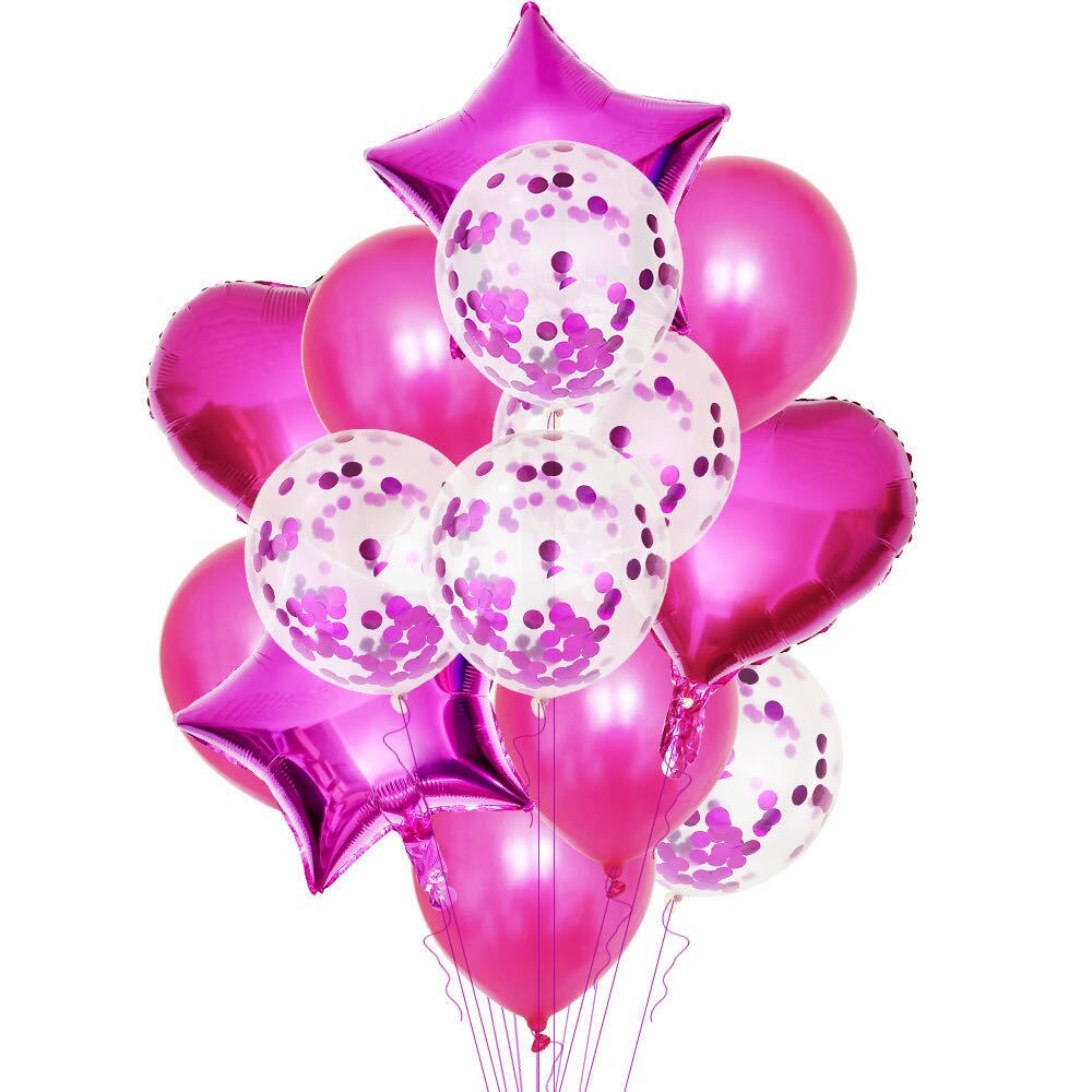14 stk/sæt 18 tommer hjerte stjerne folie balloner 12 tommer latex konfetti helium air ball globo multifarvet bryllup fødselsdagsfest forsyninger: T12