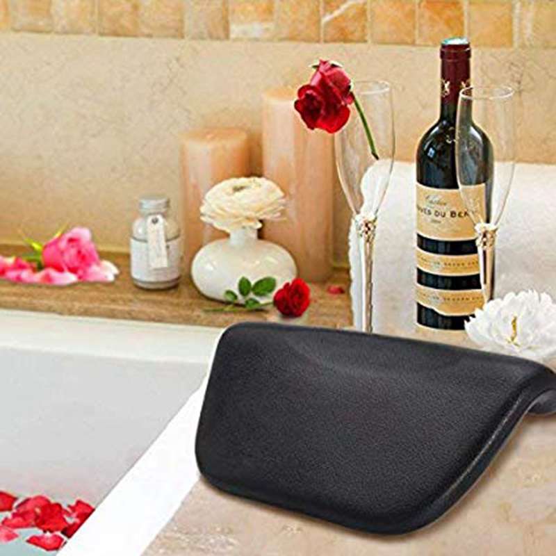 -spa badekar pute pu badepute med sklisikre sugekopper, ergonomisk hjemmespa hodestøtte for å slappe av hode, nakke, rygg og